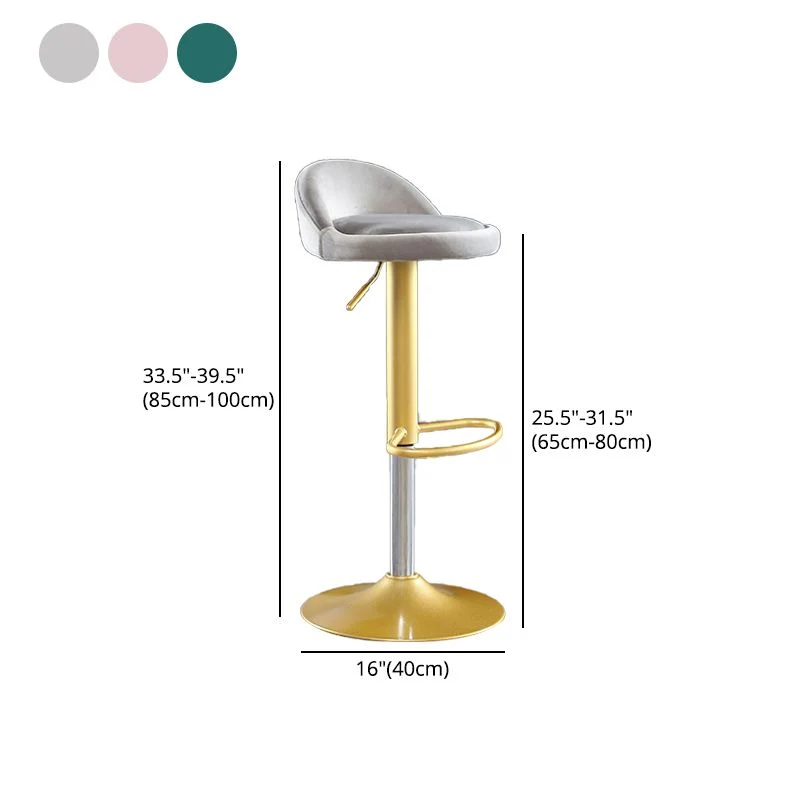 Sgabello da bancone velluto con finitura opaca Glam Sgabello da bar con poggiapiedi regolabile altezza Clearhalo