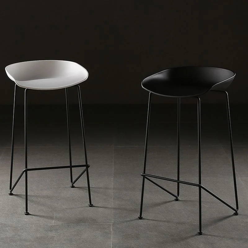 Sgabello da bar alto plastica senza braccioli Sgabello moderno per interni per soggiorno Clearhalo