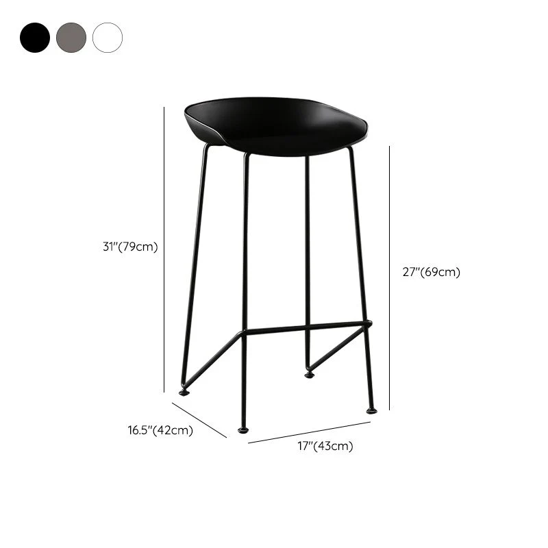 Sgabello da bar alto plastica senza braccioli Sgabello moderno per interni per soggiorno Clearhalo