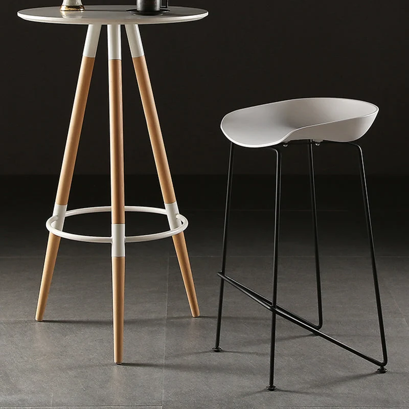 Sgabello da bar alto plastica senza braccioli Sgabello moderno per interni per soggiorno Clearhalo