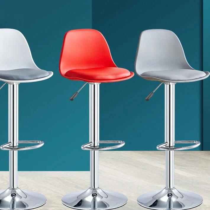 Sgabello da bar alzabile stile moderno Sgabello da bar plastica con gambe metallo Clearhalo