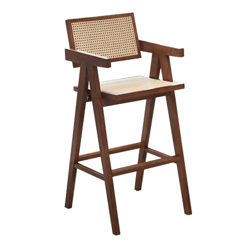 Sgabello da bar armato legno massello con schienale basso stile contemporaneo per la casa Clearhalo