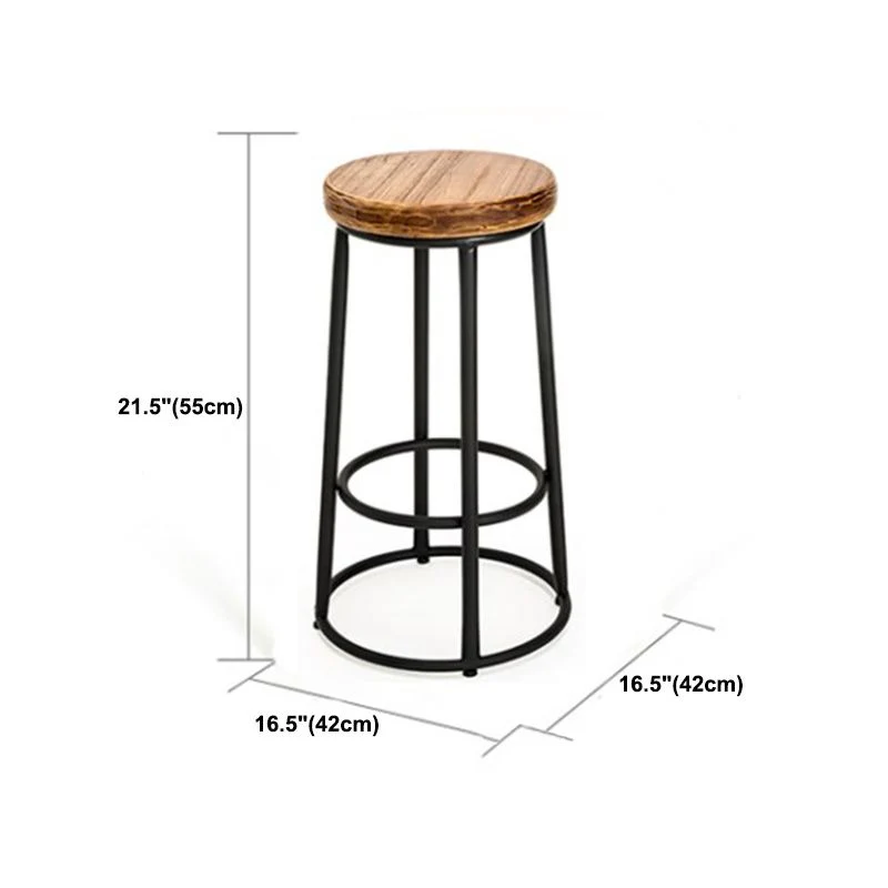 Sgabello da bar e bancone industriale legno massello, rotondo, sedia da bar colore naturale Clearhalo