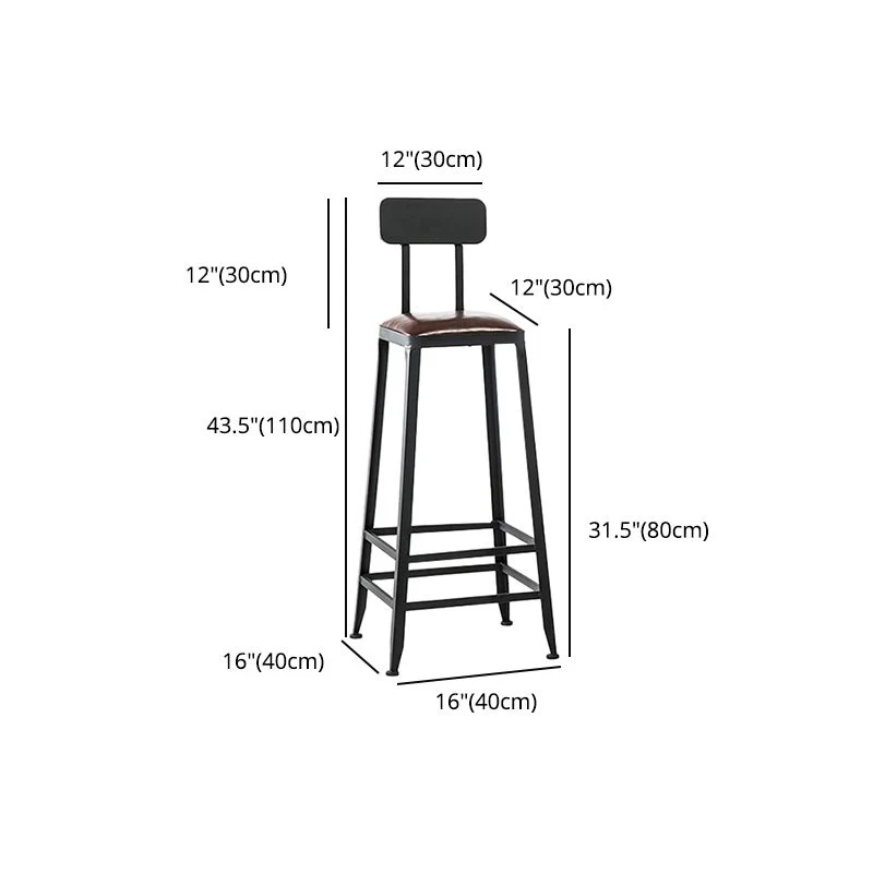 Sgabello da bar e bancone industriale pelle Sgabello quadrato con 4 gambe Clearhalo