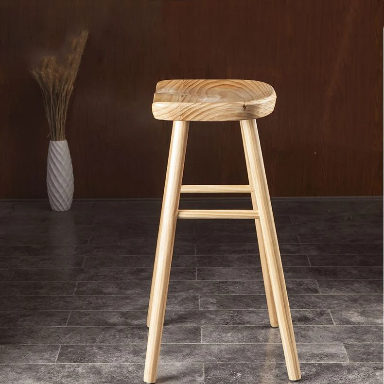 Sgabello da bar e bancone industriale Sgabello con finitura naturale con 4 gambe Clearhalo