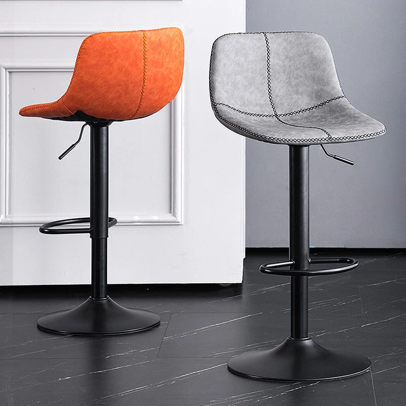 Sgabello da bar e bancone industriale Sgabello con schienale basso con base su piedistallo nero Clearhalo
