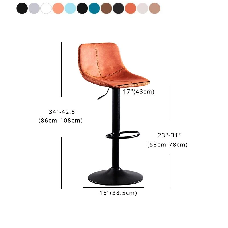 Sgabello da bar e bancone industriale Sgabello con schienale basso con base su piedistallo nero Clearhalo