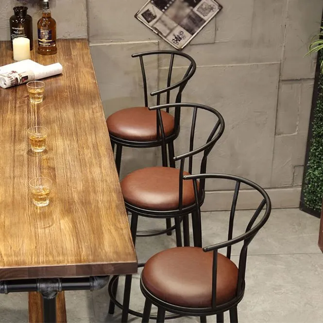Sgabello da bar e bancone industriale Sgabello marrone con base nera Clearhalo