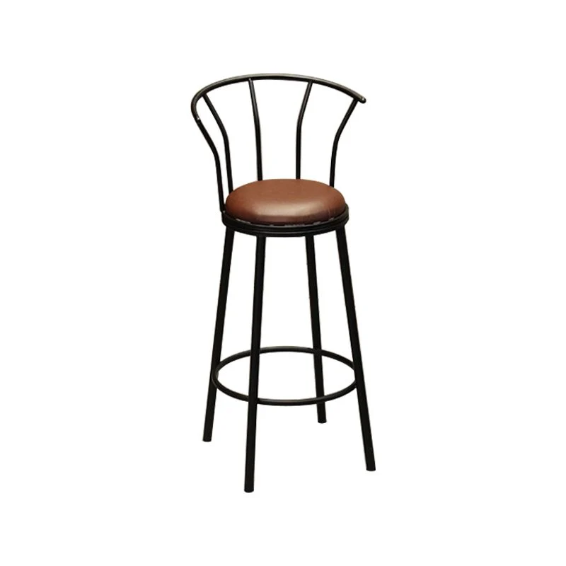 Sgabello da bar e bancone industriale Sgabello marrone con base nera Clearhalo