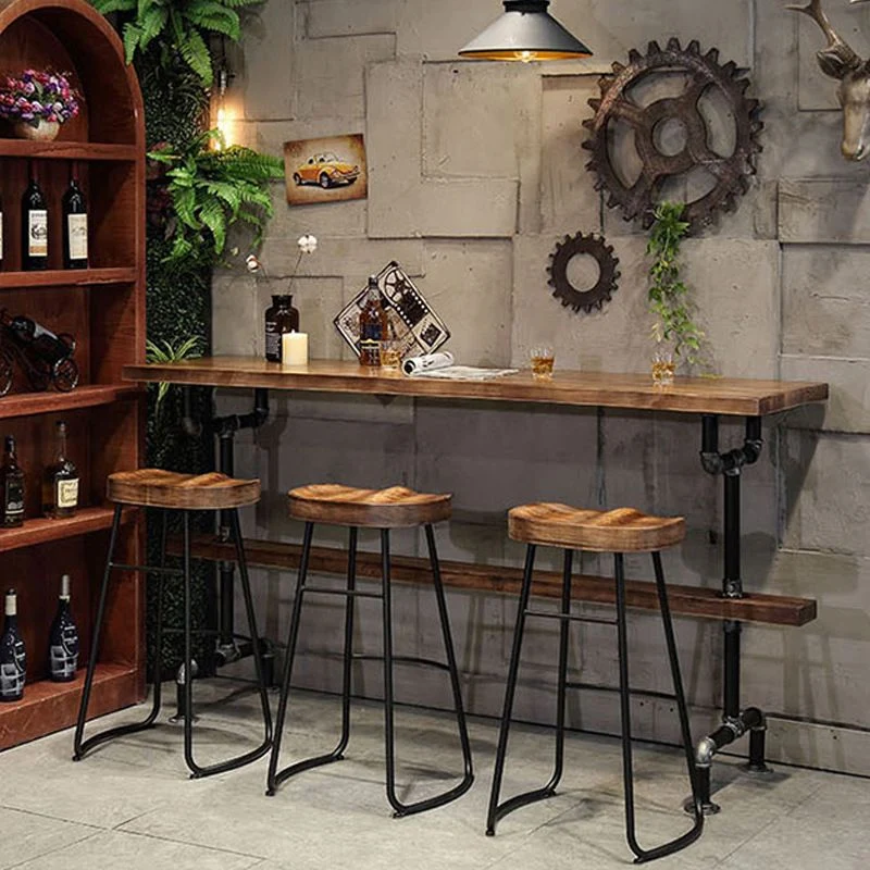 Sgabello da bar e bancone industriale Sgabello marrone con base nera Clearhalo