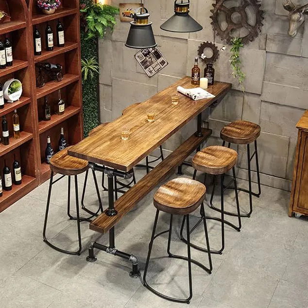 Sgabello da bar e bancone industriale Sgabello marrone con base nera Clearhalo