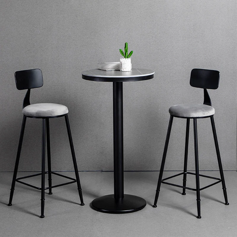 Sgabello da bar e bancone industriale Sgabello metallo con base nera Clearhalo