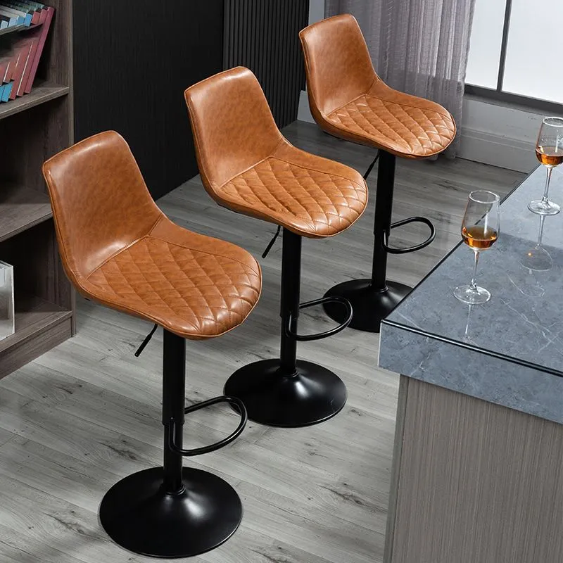 Sgabello da bar e bancone industriale Sgabello regolabile altezza con base su piedistallo nero Clearhalo