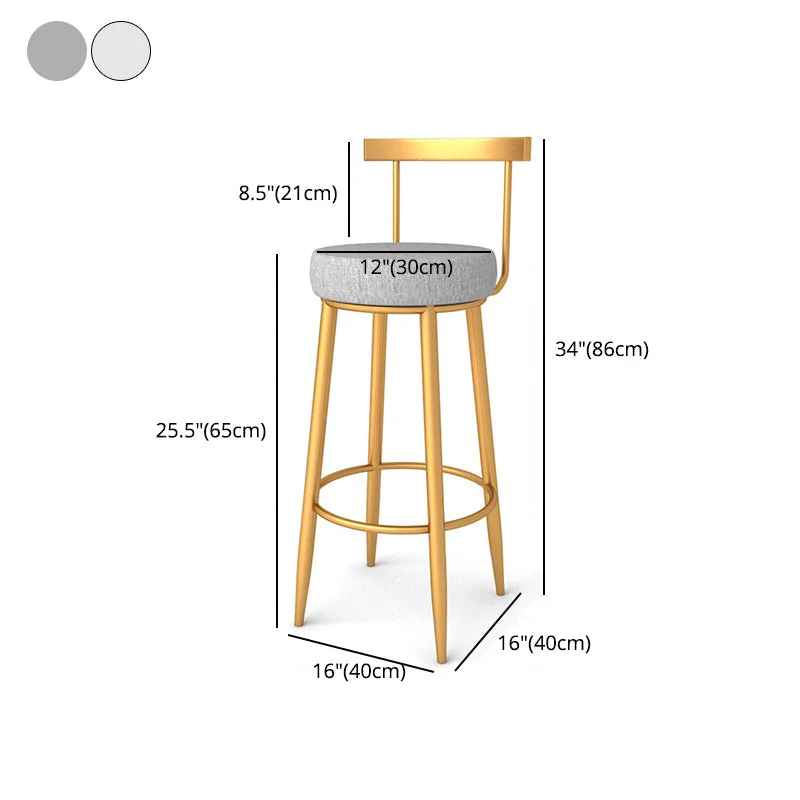Sgabello da bar e bancone metallo Glam Sgabello con schienale basso con 4 gambe oro Clearhalo