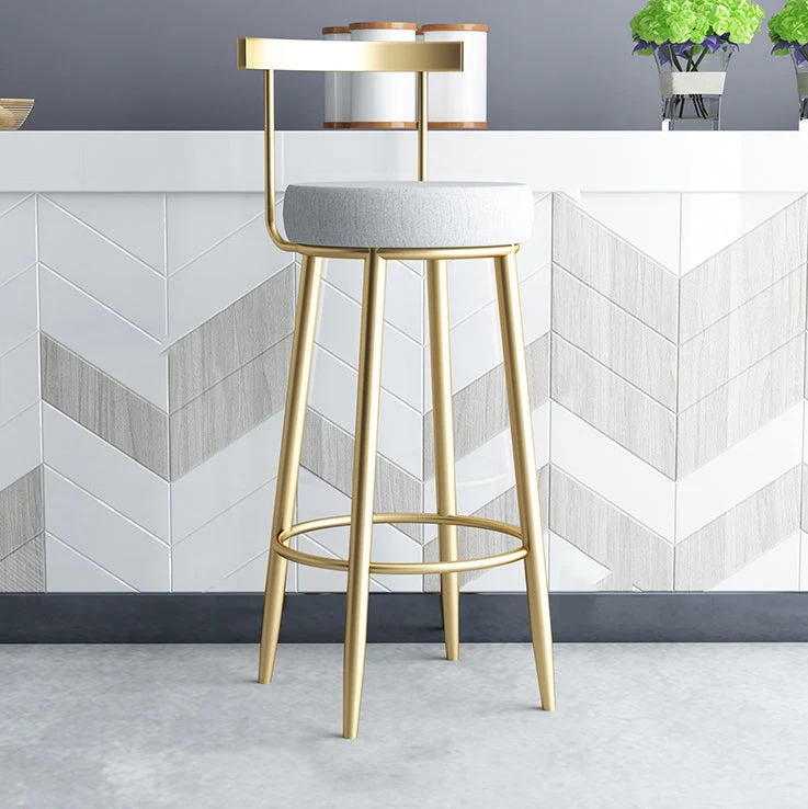 Sgabello da bar e bancone metallo Glam Sgabello con schienale basso con 4 gambe oro Clearhalo
