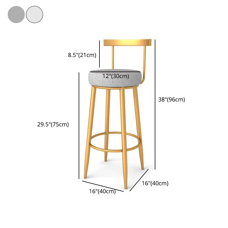 Sgabello da bar e bancone metallo Glam Sgabello con schienale basso con 4 gambe oro Clearhalo