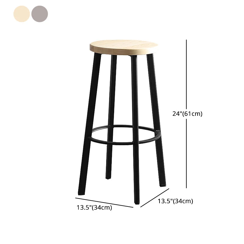 Sgabello da bar e bancone moderno e minimalista Sgabello da bar legno massello di ferro battuto, set di 4 Clearhalo