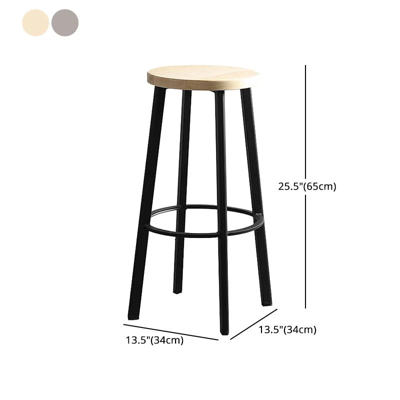 Sgabello da bar e bancone moderno e minimalista Sgabello da bar legno massello di ferro battuto, set di 4 Clearhalo