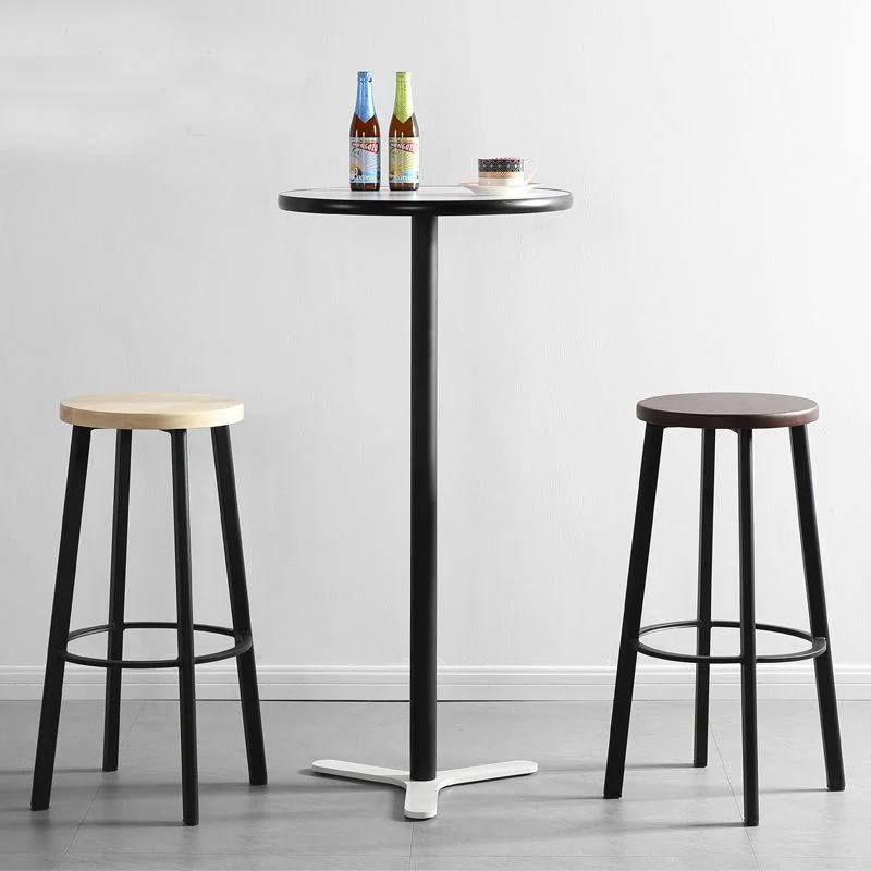 Sgabello da bar e bancone moderno e minimalista Sgabello da bar legno massello di ferro battuto, set di 4 Clearhalo