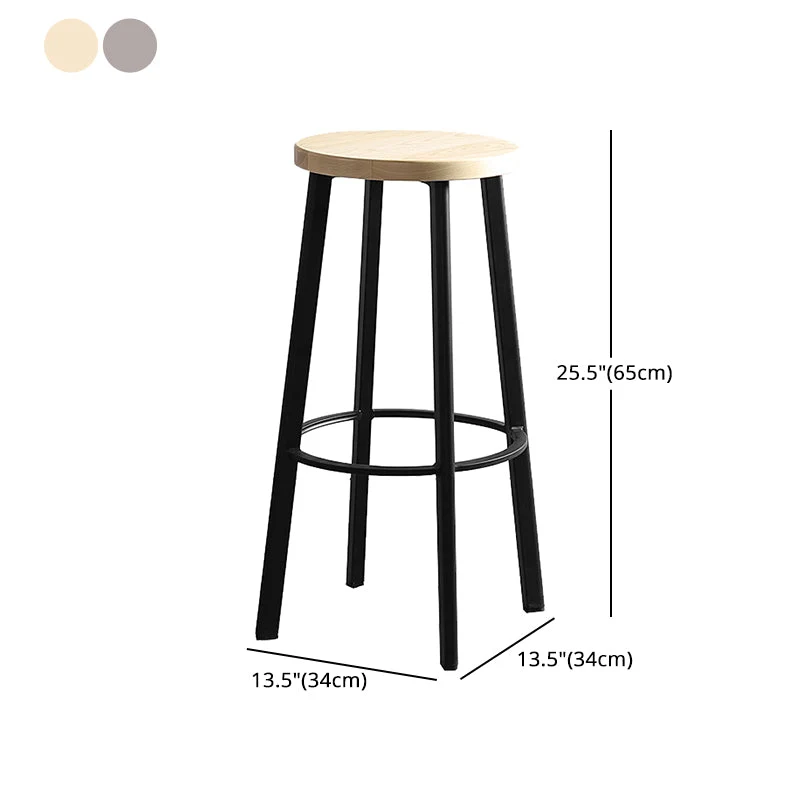 Sgabello da bar e bancone moderno e minimalista Sgabello da bar legno massello di ferro battuto, set di 4 Clearhalo
