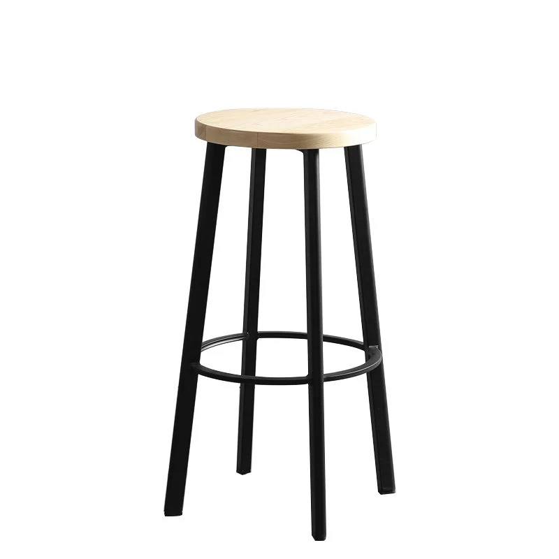 Sgabello da bar e bancone moderno e minimalista Sgabello da bar legno massello di ferro battuto, set di 4 Clearhalo