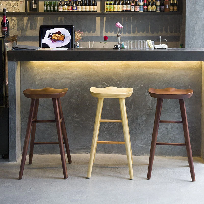 Sgabello da bar e bancone moderno rettangolare Sgabello legno con 4 gambe Clearhalo