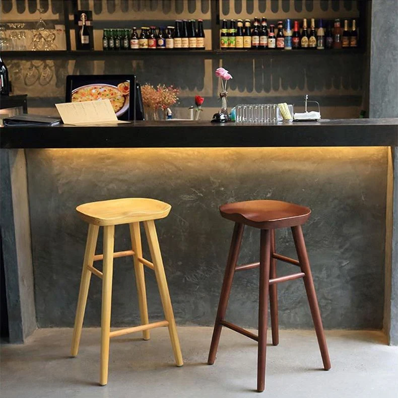 Sgabello da bar e bancone moderno rettangolare Sgabello legno con 4 gambe Clearhalo
