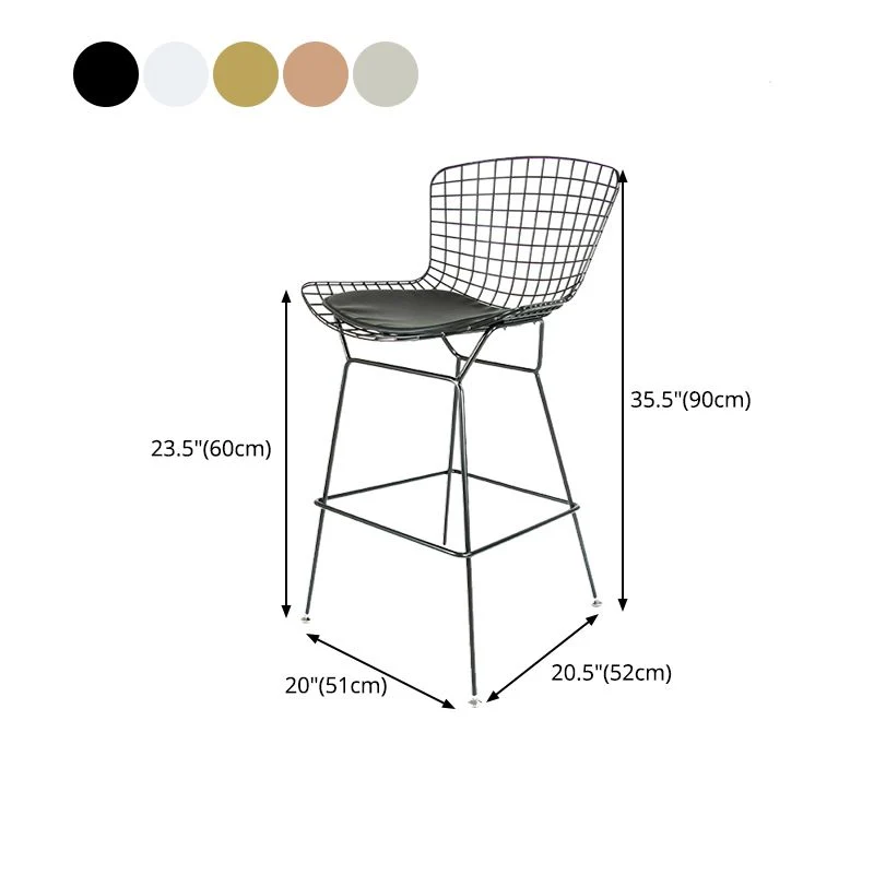 Sgabello da bar e bancone moderno rettangolare Sgabello metallo con 4 gambe Clearhalo