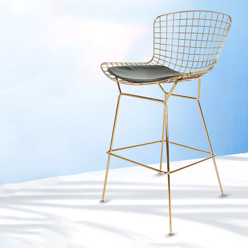 Sgabello da bar e bancone moderno rettangolare Sgabello metallo con 4 gambe Clearhalo