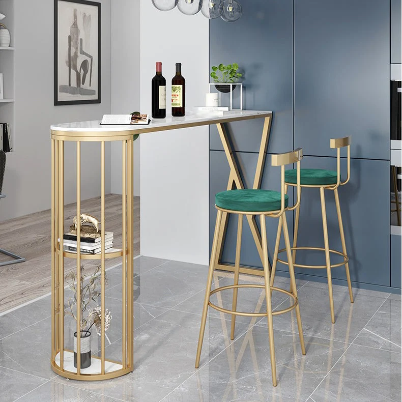 Sgabello da bar e bancone moderno rotondo Sgabello metallo con 4 gambe dorate Clearhalo