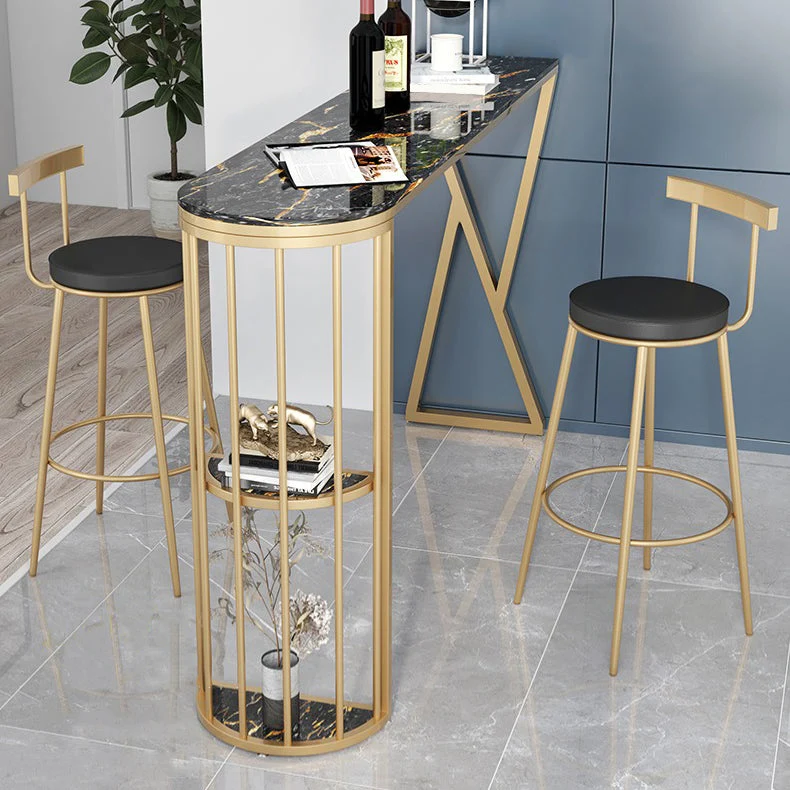 Sgabello da bar e bancone moderno rotondo Sgabello metallo con 4 gambe dorate Clearhalo
