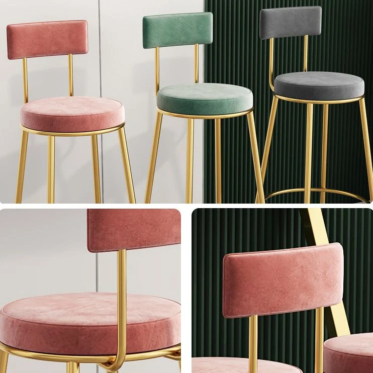 Sgabello da bar e bancone moderno rotondo Sgabello metallo con 4 gambe dorate Clearhalo