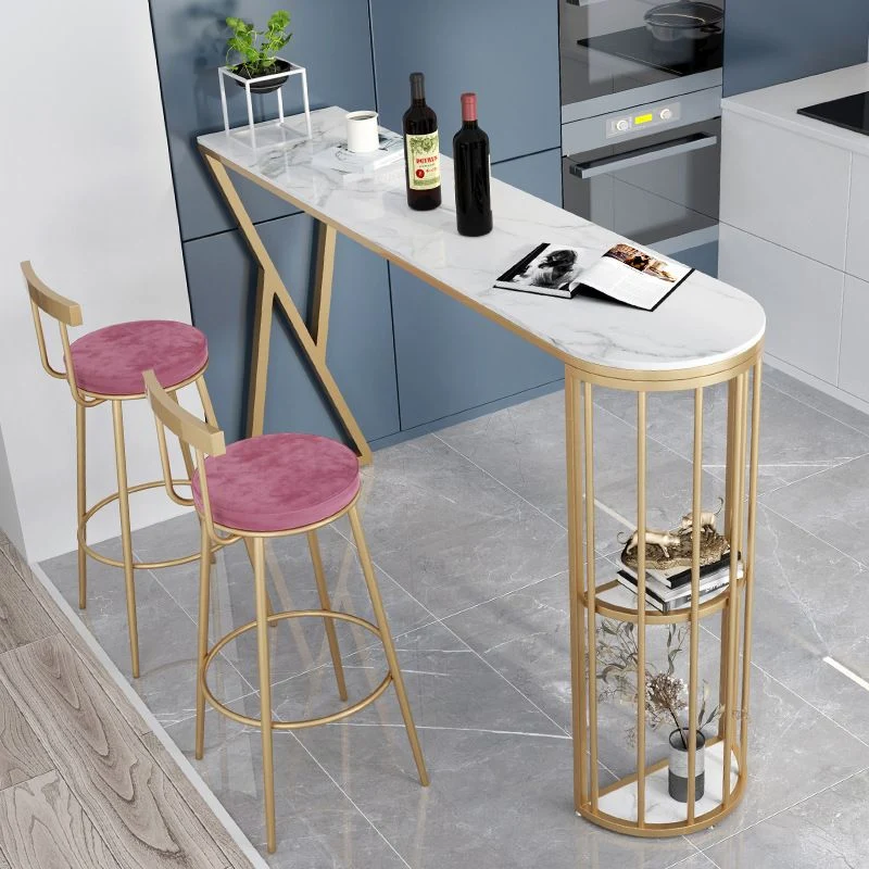 Sgabello da bar e bancone moderno rotondo Sgabello metallo con 4 gambe dorate Clearhalo