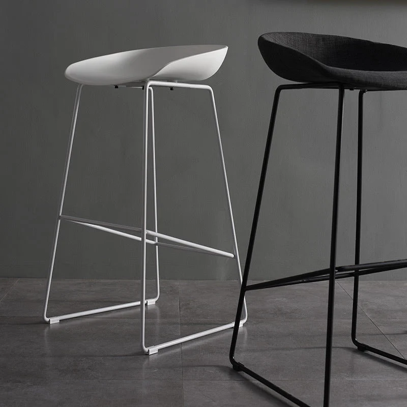 Sgabello da bar e bancone moderno Sgabello da bar e bancone con schienale basso con base slitta Clearhalo