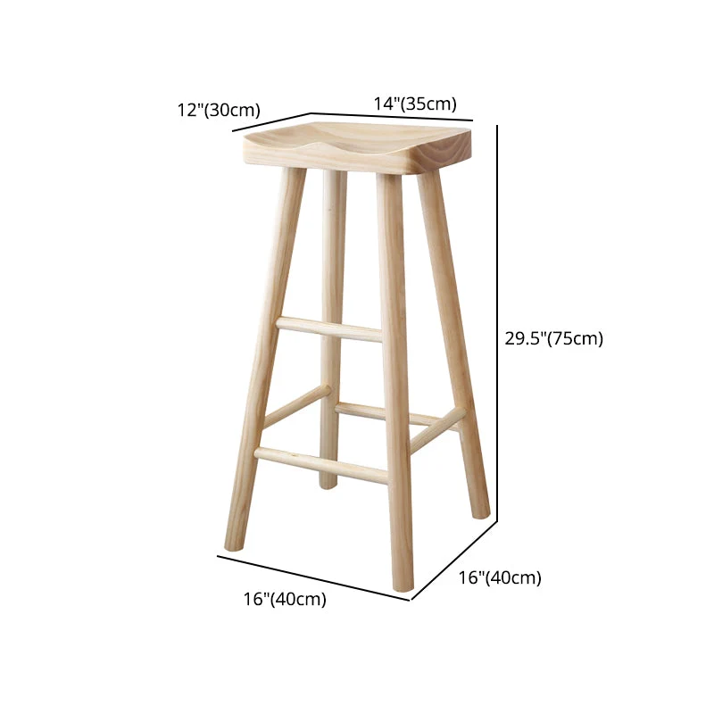 Sgabello da bar e bancone moderno Sgabello con finitura naturale con 4 gambe legno Clearhalo