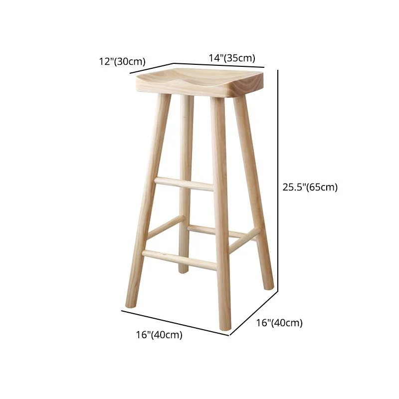 Sgabello da bar e bancone moderno Sgabello con finitura naturale con 4 gambe legno Clearhalo