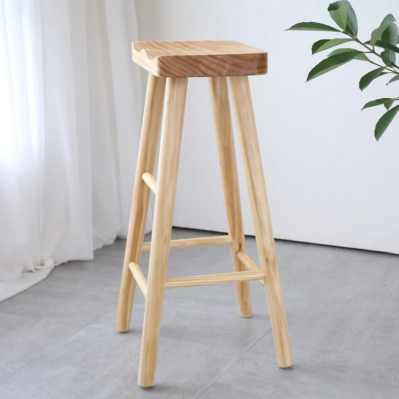 Sgabello da bar e bancone moderno Sgabello con finitura naturale con 4 gambe legno Clearhalo