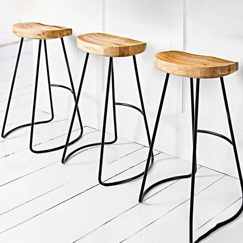 Sgabello da bar e bancone per caffetteria con sedile sella Sgabello da pranzo moderno legno e metallo Clearhalo