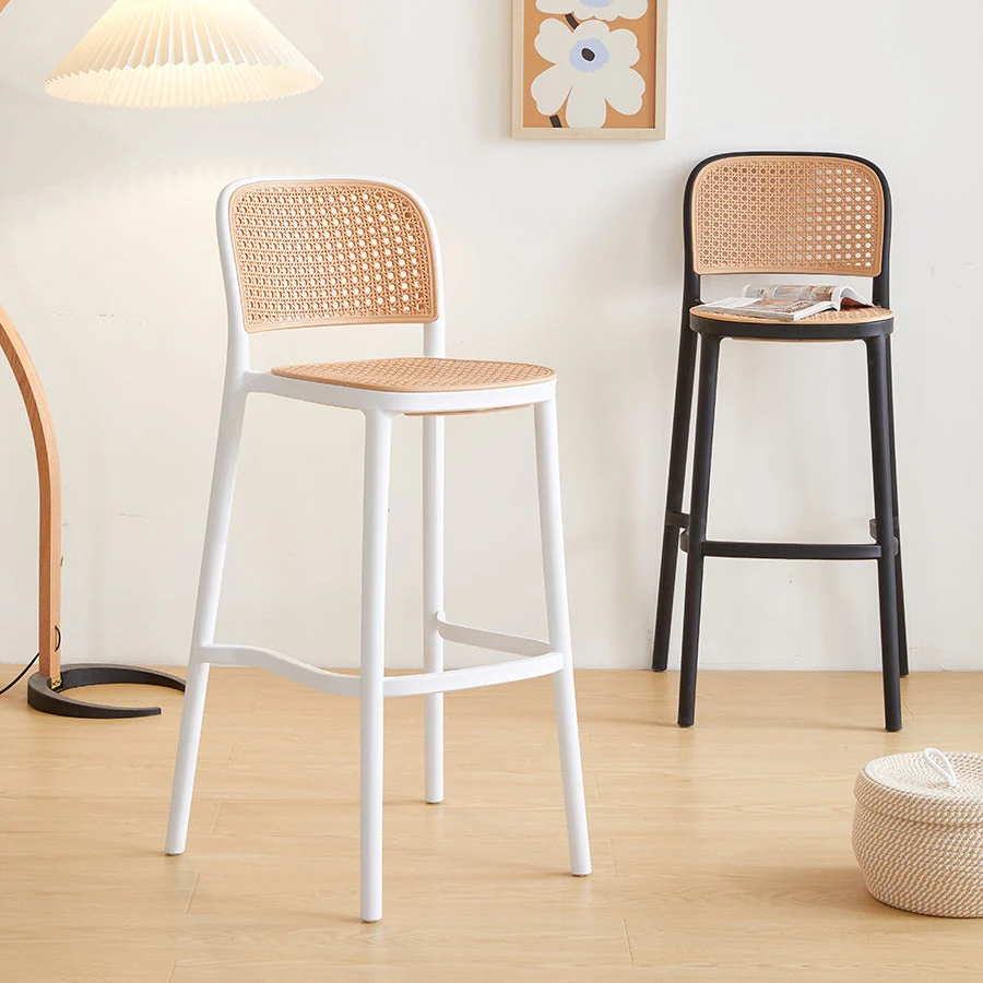Sgabello da bar da bancone plastica con sgabello da bar quadrato stile moderno per la casa Clearhalo