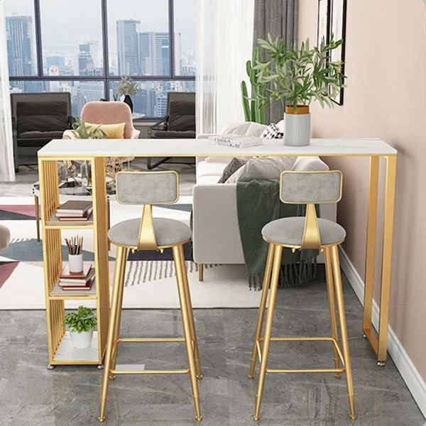 Sgabello da bar e bancone rotondo contemporaneo Sgabello con schienale basso con 4 gambe dorate Clearhalo