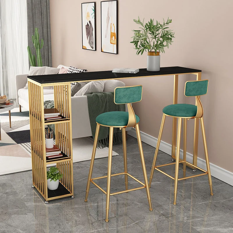 Sgabello da bar e bancone rotondo contemporaneo Sgabello con schienale basso con 4 gambe dorate Clearhalo