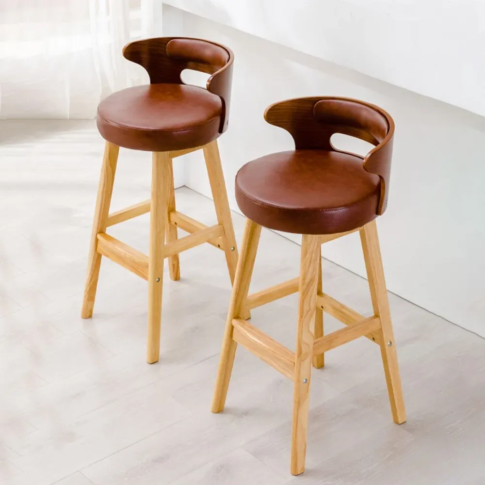 Sgabello da bar e bancone rotondo moderno Sgabello con schienale basso con 4 gambe Clearhalo