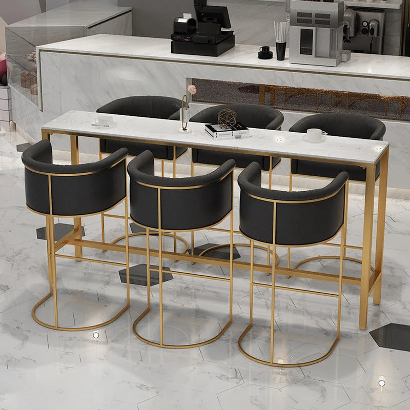 Sgabello da bar e bancone scandinavo Sgabello con schienale basso con base piedistallo oro Clearhalo