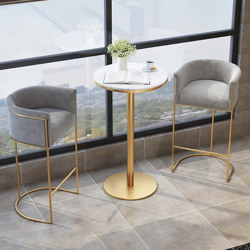 Sgabello da bar e bancone scandinavo Sgabello con schienale basso con base piedistallo oro Clearhalo