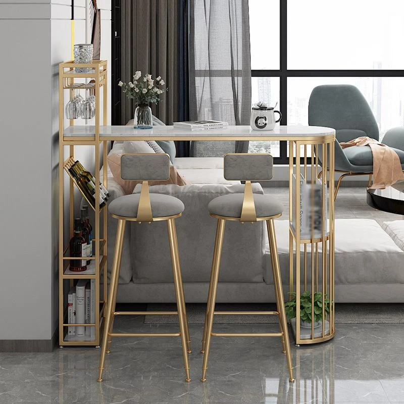 Sgabello da bar e bancone scandinavo Sgabello con schienale basso con 4 gambe oro Clearhalo