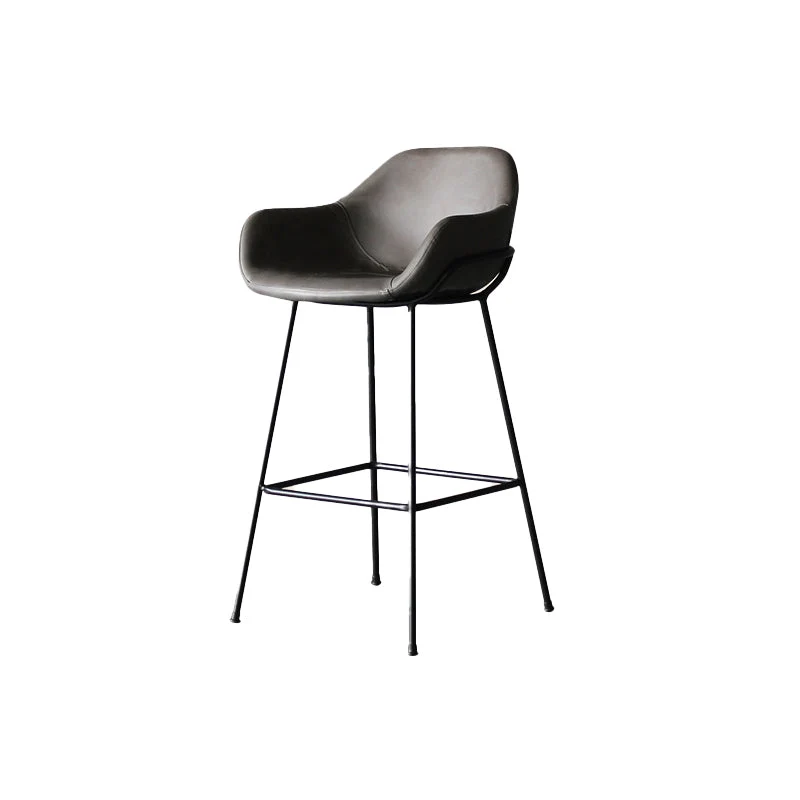 Sgabello da bar con schienale basso ferro nordico Sgabello alto semplice per interni con imbottitura, 1 pezzo Clearhalo