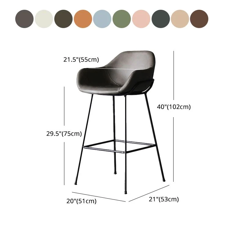 Sgabello da bar con schienale basso ferro nordico Sgabello alto semplice per interni con imbottitura, 1 pezzo Clearhalo