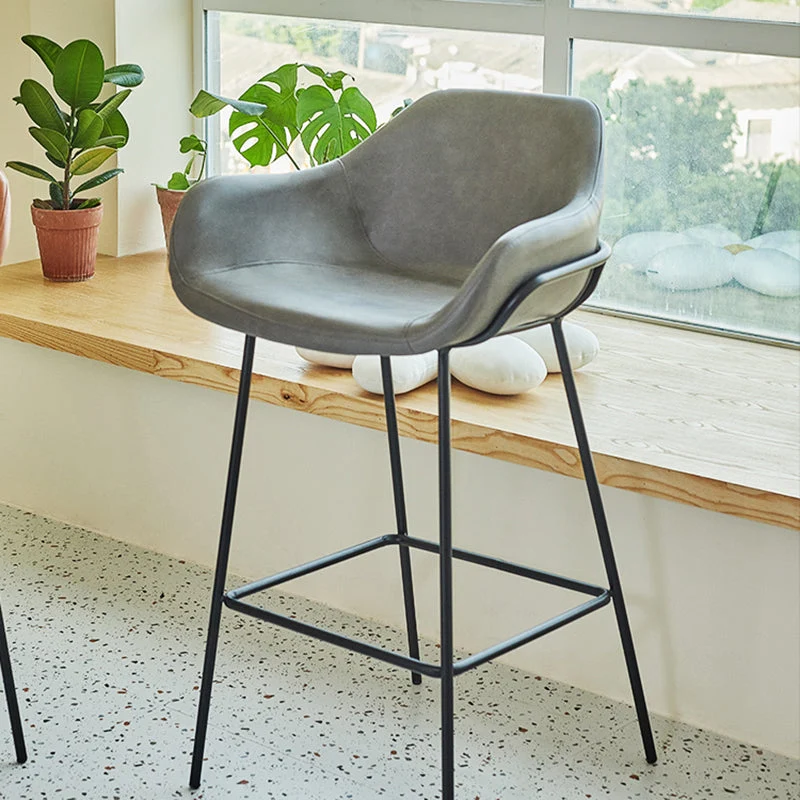 Sgabello da bar con schienale basso ferro nordico Sgabello alto semplice per interni con imbottitura, 1 pezzo Clearhalo