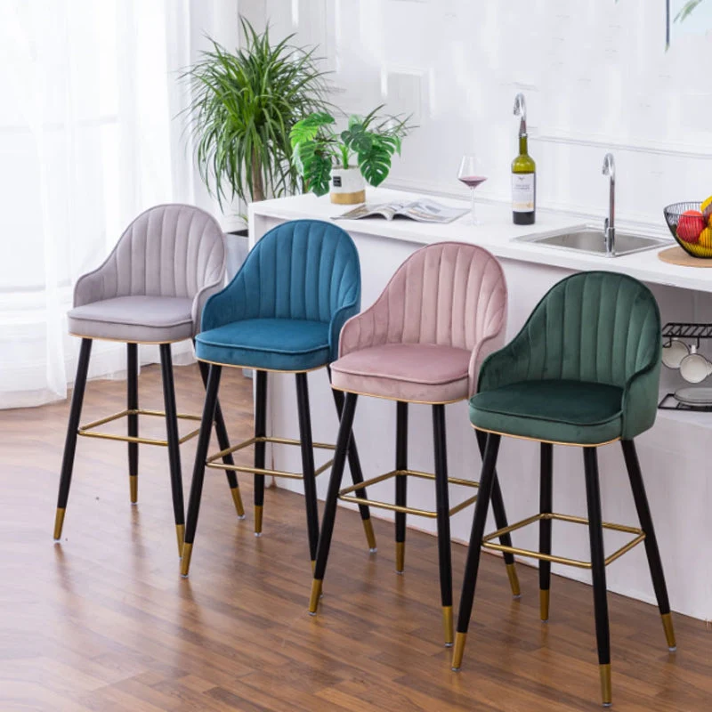 Sgabello da bar con schienale basso per sala da pranzo contemporanea metallo Clearhalo