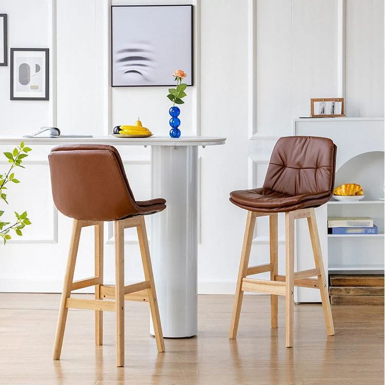 Sgabello da bar con schienale basso per cucina moderna legno, sala da pranzo, sgabello senza braccioli Clearhalo